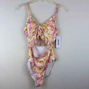 Hurley floral cutout one-piece swimsuit